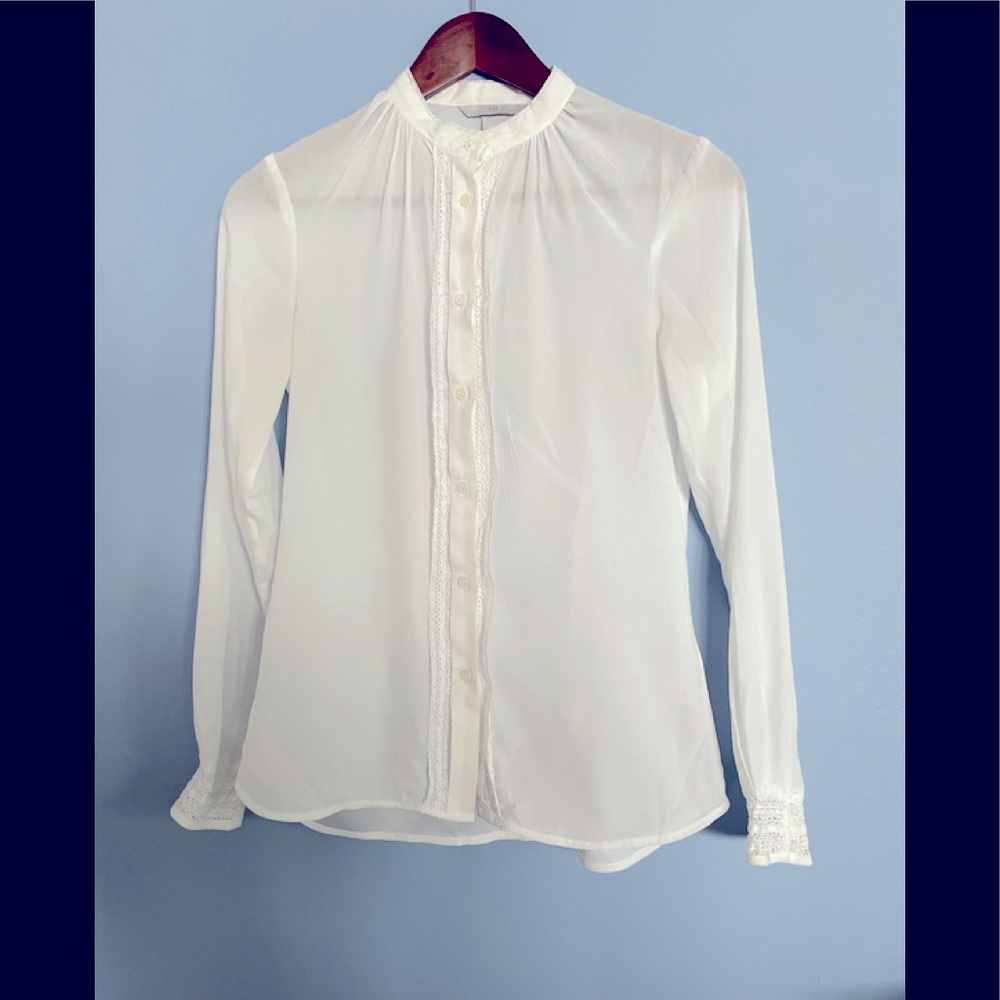 H & M Button Down Lace Detail Blouse